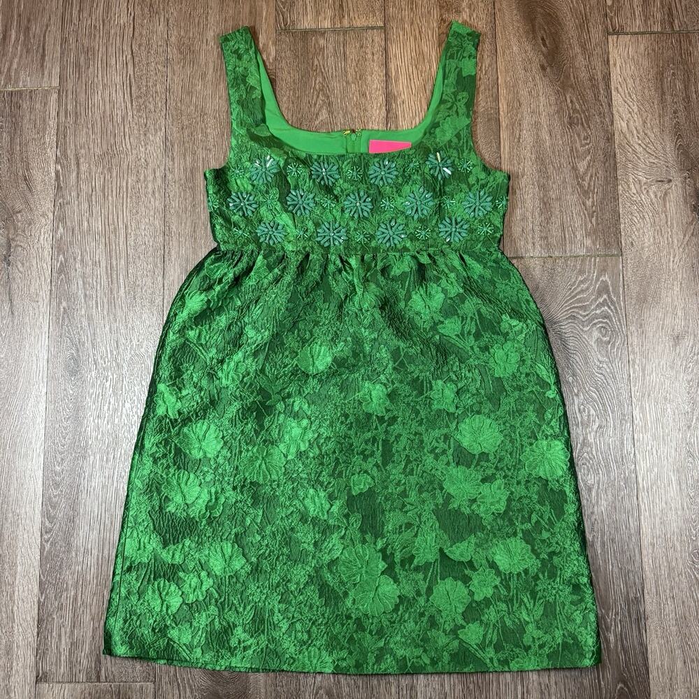 LILLY PULITZER Bellami Embellished Jacquard Dress, KELLY GREEN, Size 2